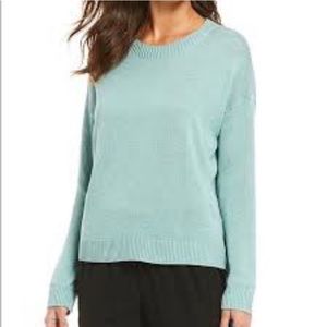 Eileen Fisher Silk Blend Knit Sweater Top Long Sleeve Size Large Colour Seaside